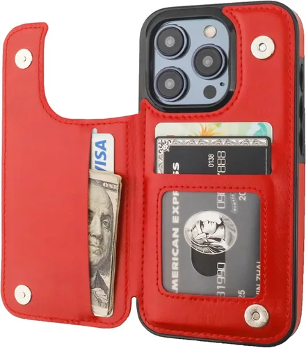 Vista 9 de ONETOP - Funda tipo cartera compatible con iPhone 15 Pro con soporte para tarjetas, funda de piel sintética con soporte y ranuras para tarjetas