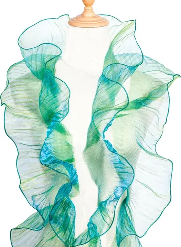 Vista 9 de OIIKI Ribetes de Encaje de Organza Plisada con Volantes 5 Yardas, Ribete de Tela de Gasa de Organza Negra con Volantes, Borde de Encaje con Volantes