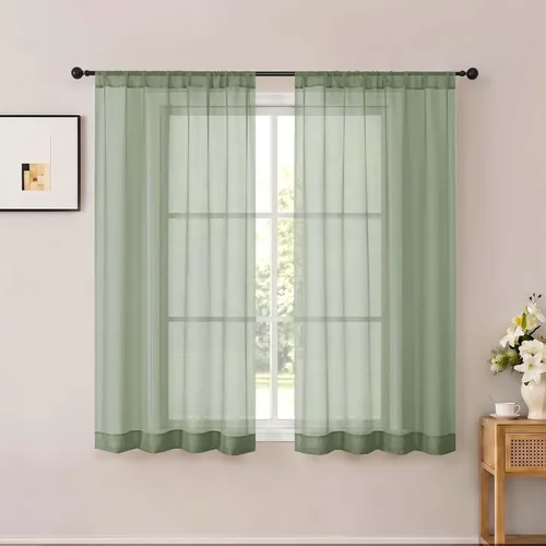 Vista 37 de OWENIE White Sheer Curtains 96 Inches Long 2 Panels for Living Room 52 Wide