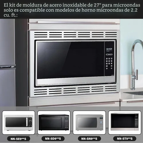 Vista 2 de Kit de molduras de microondas de acero inoxidable NN-TK932SS de 30 pulgadas para Panasonic para hornos microondas de 2.2 pies cúbicos, microondas