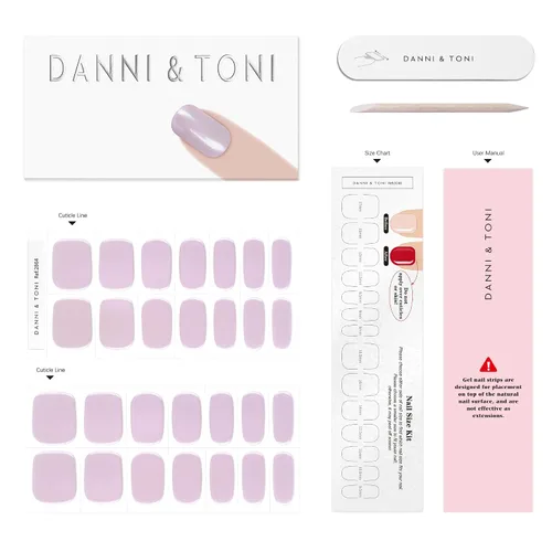 Vista 5 de DANNI & TONI Tiras de uñas de gel semicuradas, color morado claro, cromado, 28 calcomanías Aurora Glow