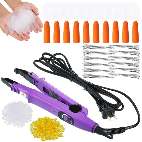Vista 8 de Plancha para Extensiones de Cabello de Queratina Fusion - Herramienta de Calor, Conector Térmico con Protector de Pegamento Fusion, Plantilla, Pinza