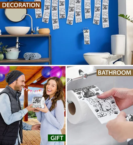 Vista 5 de Printed TP Beware of Bear Poop - Papel higiénico impreso para broma, sorpresa, decoración de baño, regalo novedoso para hombres, mujeres, amigos