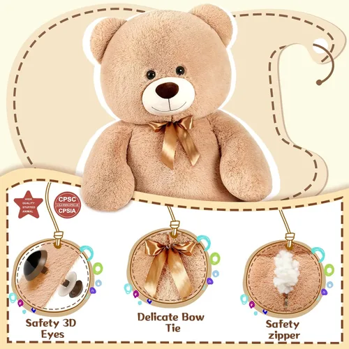 Vista 3 de MaoGoLan Oso de peluche gigante de 4 pies de crema, oso de peluche grande de 47 pulgadas, peluche suave para niños, decoraciones para Baby Shower