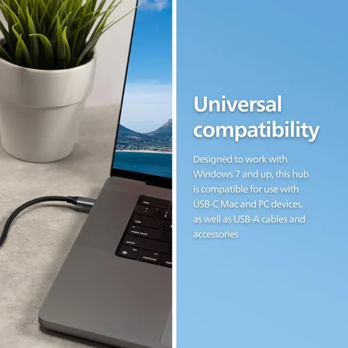 Vista 9 de Philips Concentrador multipuerto USB-C, con pantalla HDMI 4K, 10bps y 2 puertos de datos USB-A de 5 Gbps, entrega de energía de 100 vatios, conector