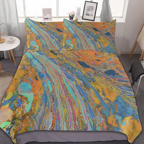 Vista 30 de Juego de 3 piezas de edredón neón que brilla en la oscuridad, funda de almohada de microfibra con cremallera para cama matrimonial, Queen