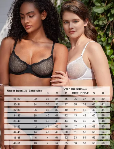 Vista 5 de Deyllo - Brasier sexy de copa media, malla transparente y sin forro, con encaje y aros para mujer