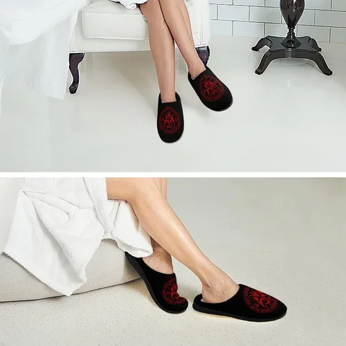 Vista 6 de Zodiac Baphomet - Pantuflas de algodón para mujer, de espuma viscoelástica, lavables, antideslizantes, para casa