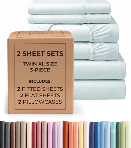 Vista 65 de Pack of 2, Twin Size 3 Piece Sheet Set - Breathable & Cooling - White