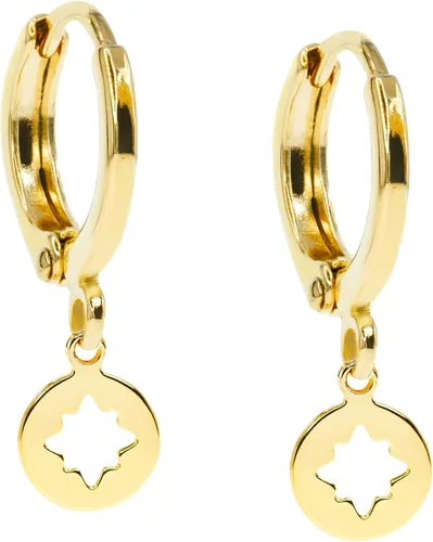Vista 11 de 14K Gold Clasp Closure Dangle Earrings, Trendy Hoop with Charm, Huggie Hoop Earrings, Hypoallergenic Nickel Free Earrings, Lightweight Huggies for