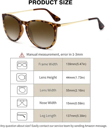 Vista 5 de WOWSUN Polarized Sunglasses for Women Vintage Retro Round Mirrored Lens
