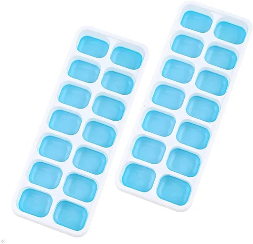 Vista 8 de 2 bandejas de silicona para cubitos de hielo, flexible y conveniente, bandeja de hielo cuadrada de silicona de 14 celdas para el hogar, bandeja