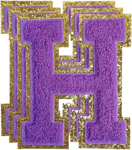 Vista 64 de 3 parches de letras de felpilla roja, parches de letras termo-adhesivas de 4-1/2" con brillantina para ropa, S