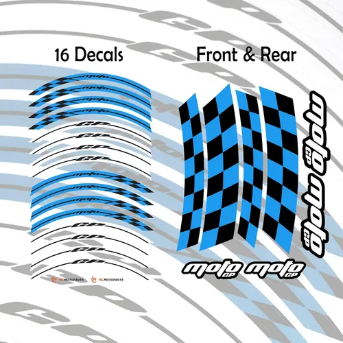 Vista 3 de MC MOTOPARTS Adhesivos para llanta de rueda 17 pulgadas Cinta adhesiva AA01 Compatible con GSX1300R GSXR1000 GSXR600 (Azul Aqua)