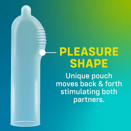 Vista 2 de ONE Pleasure Plus Condones Estimulación Dual Condones de Látex Ultra Delgados Extra Lubricados Triple Probados No Tóxicos, Veganos, Sin