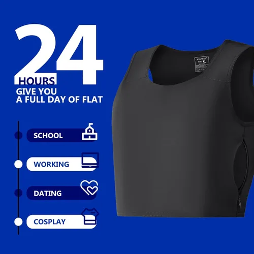 Vista 5 de Wonababi Chest Binder Corsets, Flat Pro Trans Binder with Both Side Zipper