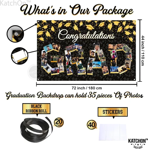 Vista 3 de KatchOn, Cartel de fotos de graduación de felicitaciones – Xtralarge, 72 x 44 pulgadas Cartel de fotos personalizado de graduación Fondo