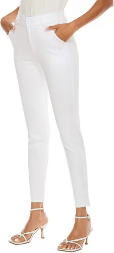 Vista 5 de Pantalones de trabajo elásticos cómodos y ajustados de cintura alta para mujer con bolsillos