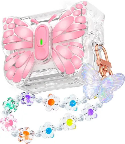 Vista 8 de R-fun Funda para AirPods Pro 2 Butterfly Artistry - Tapa desplegable automática y función de soporte, protección de grado militar de 360°