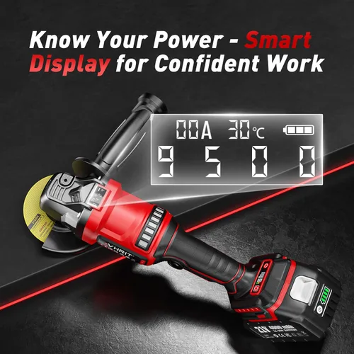 Vista 5 de Amoladora angular inalámbrica de 4-1/2 pulgadas, herramienta de amoladora de batería sin escobillas de 21 V con 2 baterías de 4.0 Ah, ajustable de 3