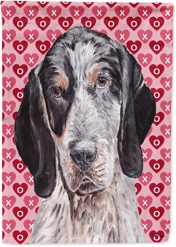 Vista 234 de Caroline's Treasures SS4484GF Bandera de jardín con diseño de bulldog inglés y corazones para el Día de San Valentín, bandera decorativa para patio