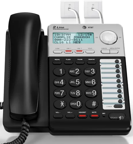 Vista 9 de AT&T ML17929 Teléfono con cable de 2 líneas, negro (paquete de 2)
