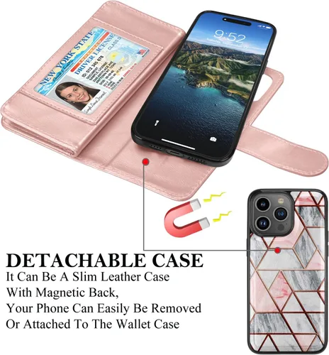Vista 4 de Funda tipo cartera para iPhone 15 Plus, para iPhone 15 Plus, funda de piel sintética para tarjetas de crédito [9 ranuras para tarjetas] Funda