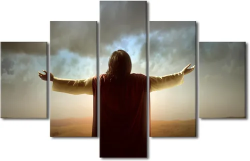 Vista 41 de Lienzo decorativo para pared de sala de estar, impresión retro con luz de esperanza de Jesús, 1 panel, póster de lienzo moderno para dormitorio