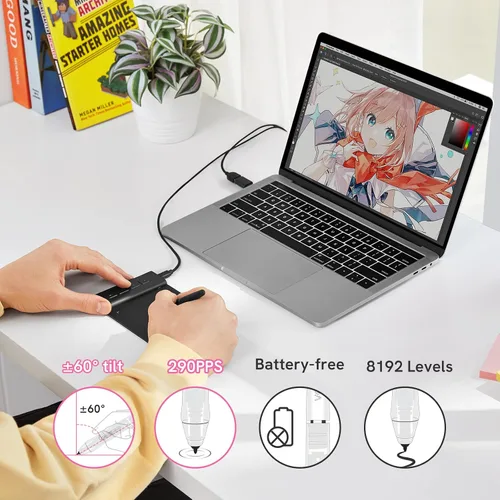 Vista 5 de VEIKK Tableta de dibujo VK430 4x3 pulgadas OSU, 8192 niveles de presión de la pluma Portable Computer Graphics Tablets with 4 Shortcut Keys