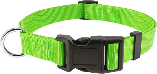 Vista 4 de Collar de perro básico verde con collar transpirable de nailon de liberación rápida para cachorros, perros pequeños, medianos y grandes, niños