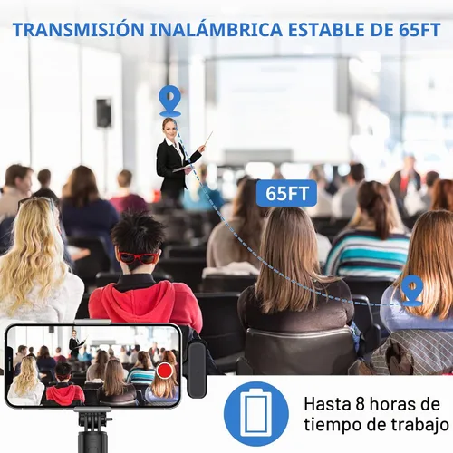 Vista 3 de 2 Pack Profesional de Micrófonos Inalámbricos Lavalier para iPhone iPad Android con Estuche de Carga, Reducción de Ruido, Clip de Plug-Play