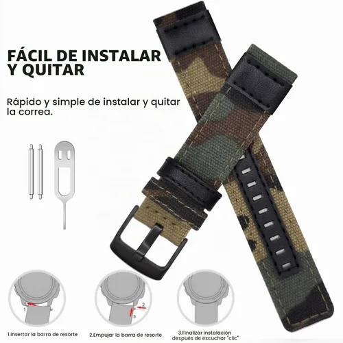 Vista 3 de Abanen Correas de reloj de nailon estilo militar de 0.866 in para Garmin Instinct 3 1.772 in/Instinct 2 Solar, tela tejida duradera correa para 3