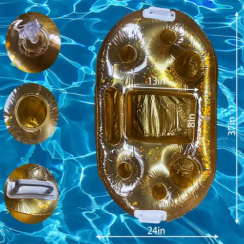 Vista 5 de Soporte inflable flotante para bebidas para fiesta en la piscina, accesorios para tazas, decoración de natación, regalos de fiesta en la playa