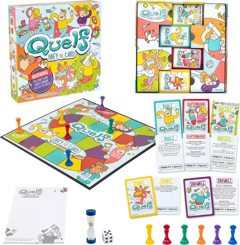 Vista 3 de Spin Master Quelf Juego de Mesa: juego de fiesta para adolescentes y adultos - Obedece las cartas para ganar una noche de juego familiar - 300