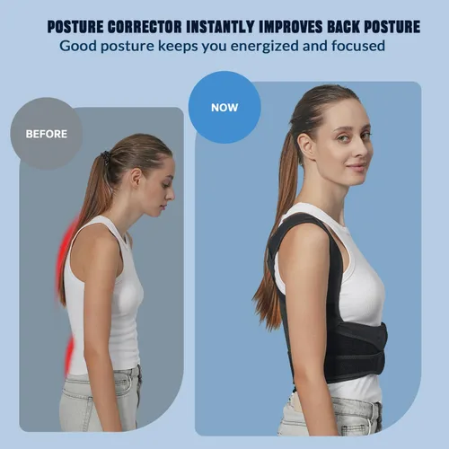 Vista 3 de Corrector de postura de espalda con almohadilla triangular desmontable para aliviar el dolor, soporte completo de espalda para joroba y escoliosis
