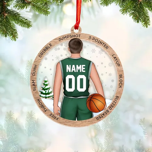 Vista 3 de Adorno Personalizado de Baloncesto 2025 - Adorno de Jugador de Baloncesto - Adornos de Árbol de Navidad de Baloncesto - Regalos de Jugador de Bkb 5