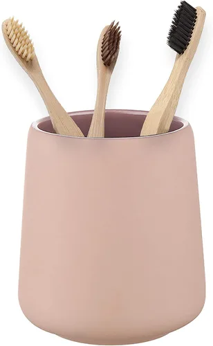 Vista 2 de Soporte para cepillo de dientes mate para baño, soporte para cepillo de dientes, taza de cepillo de dientes de cerámica moderna como soporte