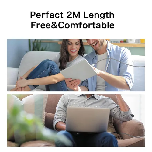 Vista 7 de Cable USB C a C 2 en 1 de 100 W (6 pies, paquete de 2), cable de carga rápida 5A tipo A a C, cable de carga USB C trenzado de nailon para iPhone 16