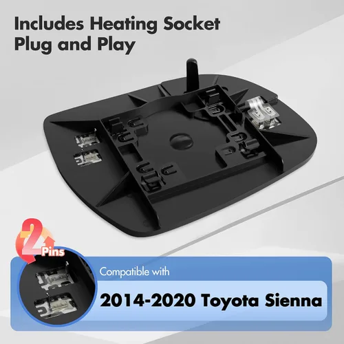 Vista 2 de SNEMEEY Compatible con espejo lateral del conductor Toyota Sienna 2014 2015 2016 2017 2018 2019 2020, reemplazo de espejo de visión lateral