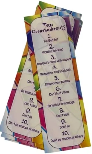 Vista 3 de (25 unidades) Marcadores de libros de los Diez Mandamientos para niños, marcadores religiosos, regalos cristianos, suministros inspiradores