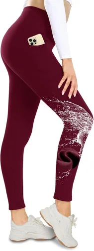Vista 12 de NexiEpoch - Leggings de forro polar para mujer, pantalones de yoga de invierno de cintura alta, control de abdomen, suaves, térmicos, cálidos