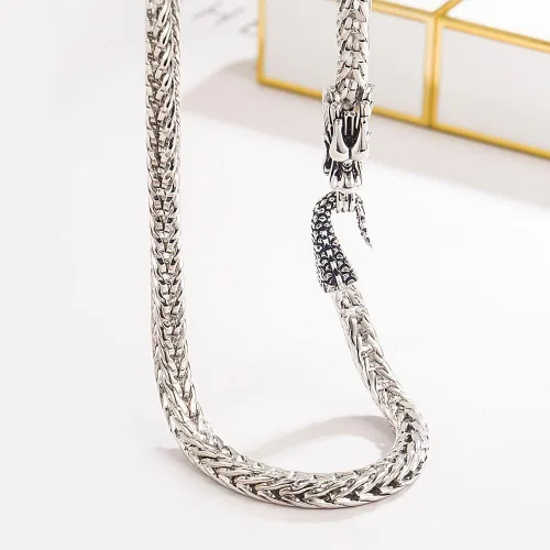 Vista 4 de Collar de plata de ley 925 de 0.197 in, collar de dragón realista de 20 pulgadas, 22 pulgadas, 24 pulgadas, 26 pulgadas, para hombres y mujeres