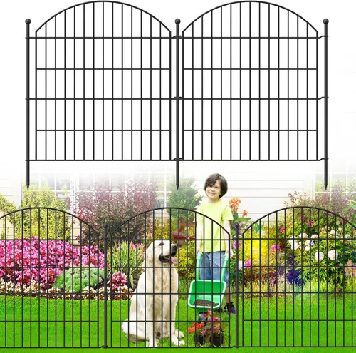 Vista 11 de Valla Decorativa de Jardín 24 pulgadas (Alto) x 10 pies (Largo), Paquete de 5 Valla Sin Excavación Barrera para Animales para Perro con Cerradura