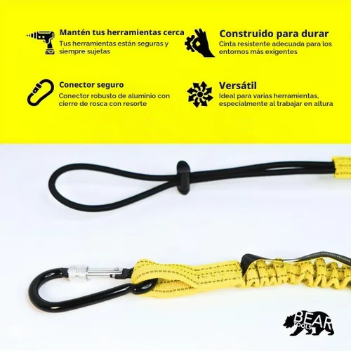 Vista 3 de BearTOOLS Cordón para herramientas con correa de hebilla, cuerda elástica de clip, conector de bloqueo de tornillo resistente, protección contra