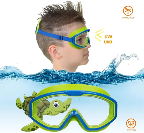 Vista 4 de Kids Swim Goggles Age 3-8, Toddler Goggles No Hair Pull,Child Swimming Mask Fabric Strap