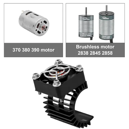 Vista 4 de Disipador de calor de motor RC con ventilador de enfriamiento de 5 V, apto para 370 380 390 2838 2858 2845 disipador de calor de motor sin Negro