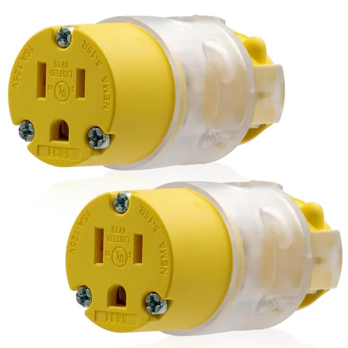 Vista 14 de ELEGRP NEMA 5-15R de 15 amperios, 125 voltios, 2 polos, 3 cables, conexión a tierra, hoja recta, enchufe eléctrico, cable de repuesto, grado