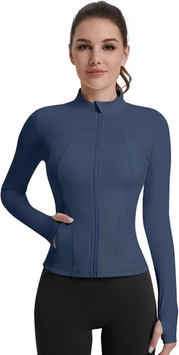 Vista 10 de VUTRU Womens Workout Yoga Jacket Lightweight Zip Up Athletic Jacket Lightweight Cropped Jacekt with Pockets Beige