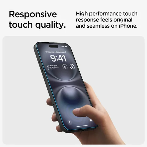 Vista 6 de Spigen Protector de pantalla de vidrio templado [GlasTR EZ FIT] diseñado para iPhone 16 / iPhone 15 (paquete de 2)