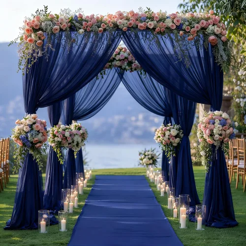 Vista 18 de Cortinas de telón de fondo transparentes para arco de boda de 28 pulgadas x 19 pies Negro